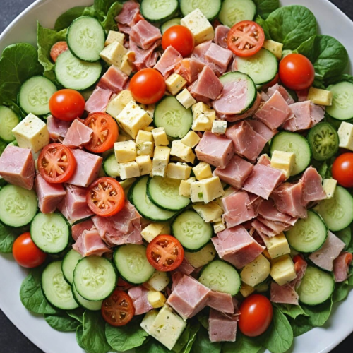 Salade mix met ham & kaasblokjes