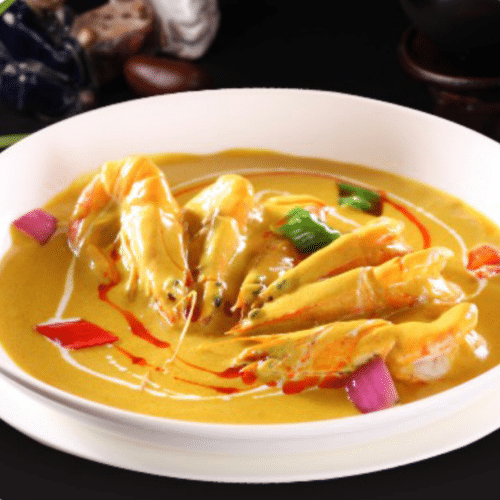 Chinese garnalen met currysaus