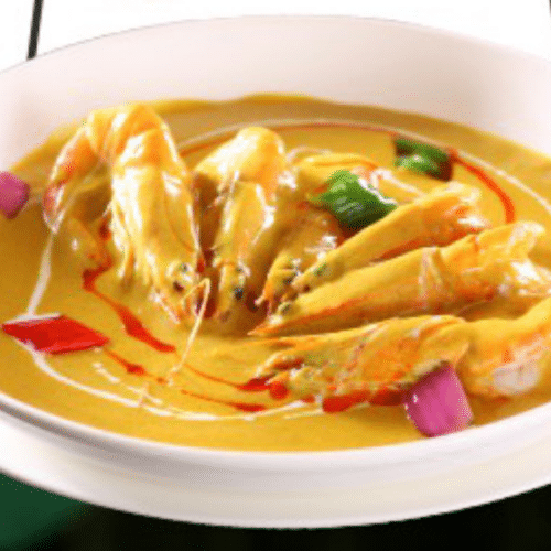 Garnalen romige curry met kokosmelk