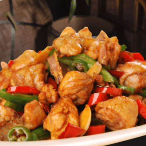 Kippenfilet met pikante saus