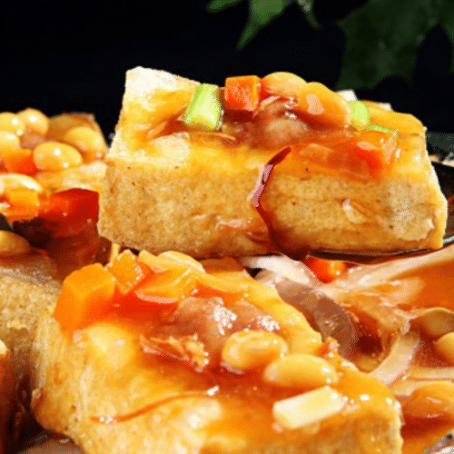 Tofu met pikante saus