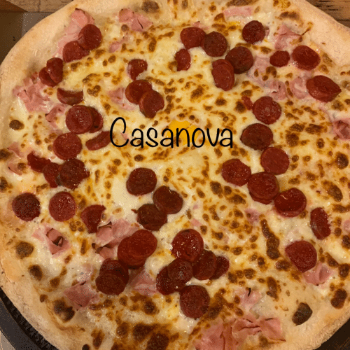 Pizza casanova (base crème et tomate)