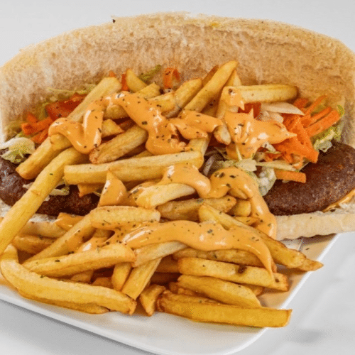 Franse hamburger met friet