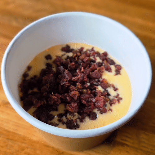 Pool cheddar with bacon crispy