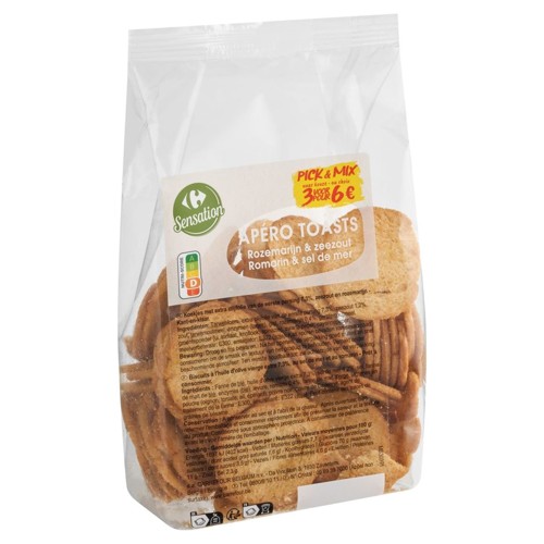 Carrefour Sensation Apéro Toasts Romarin & Sel de Mer 125 g