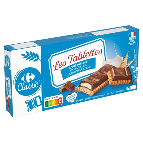 Carrefour Classic'' Les Tablettes Cur au Lait Chocolat au Lait x6 125g