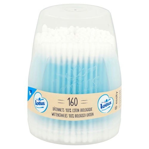 Lotus Bâtonnets Ouatés Papier 100% Coton Biologique Boite 160 Pièces