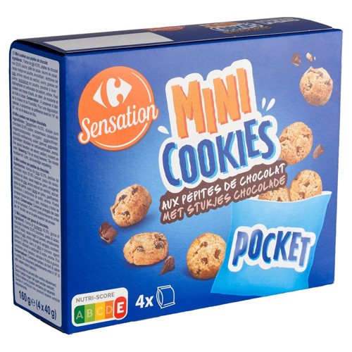 Carrefour Sensation Mini Cookies aux Pépites de Chocolat 4 x 40 g
