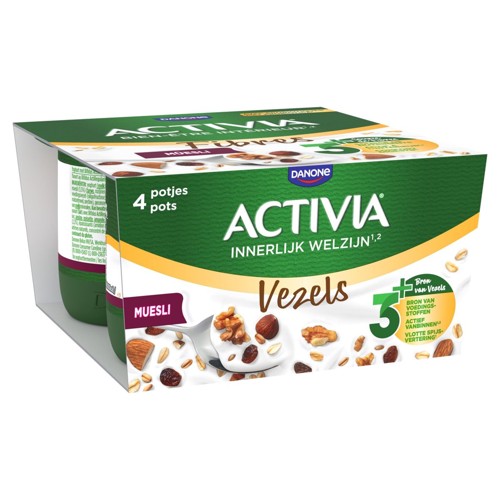 ACTIVIA Yaourt Muesli - Pasteurisé - Probiotiques et fibres - 4x125g