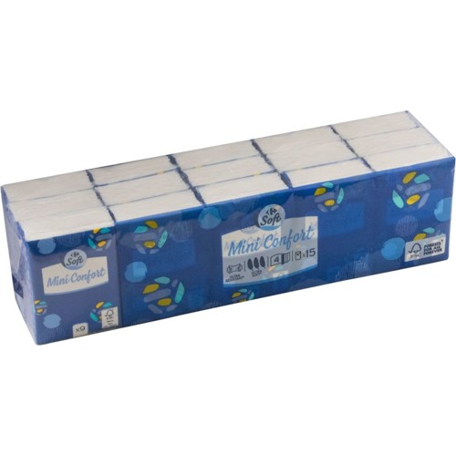 Carrefour Mini Confort 4-Épaisseurs 15 Étuis de Mouchoirs