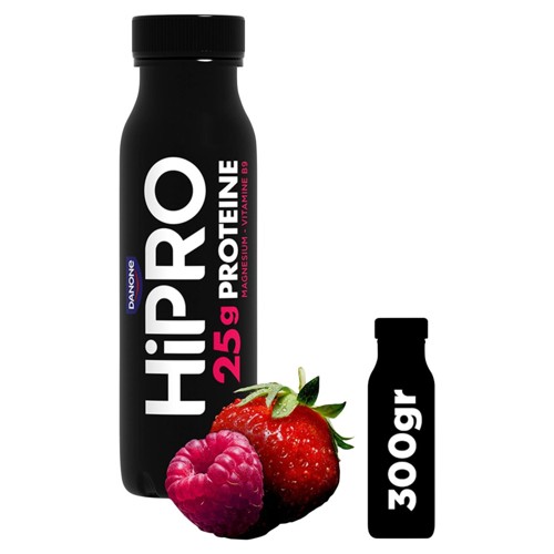 HiPRO Danone Yaourt à boire - 25g protéines - Saveur Fraise-Framboise 300g