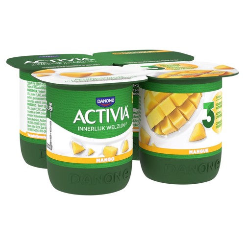 ACTIVIA Yaourt Mangue avec Morceaux -  Pasteurisé - Probiotiques - 4x125g