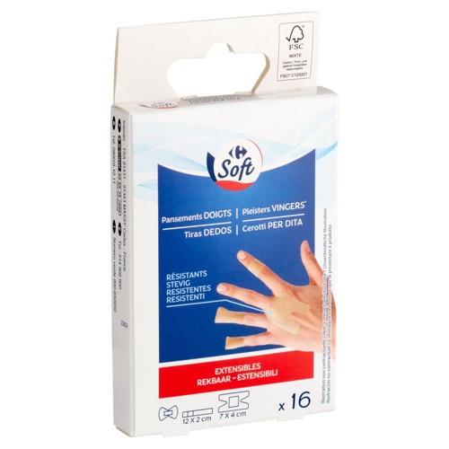 Carrefour Soft Pansements Doigts 16 Pièces