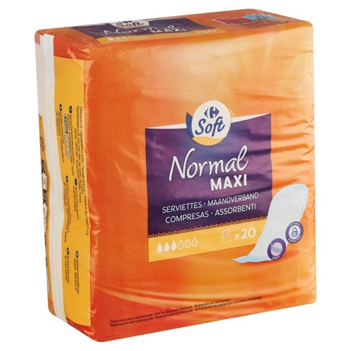 Carrefour Soft Normal Maxi Serviettes 20 Pièces