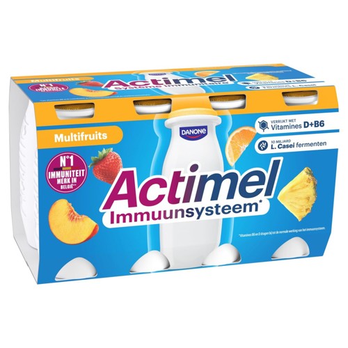 ACTIMEL Yaourt à boire Multifruits - Pasteurisé - système immunitaire avec Vitamines - 8x100g