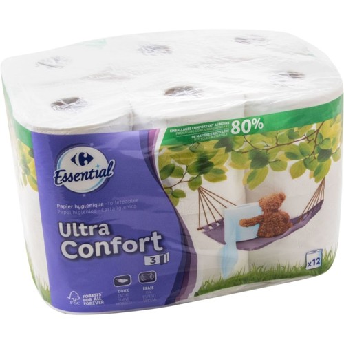 Carrefour Ultra Confort 3-Épaisseurs 12 Rouleaux