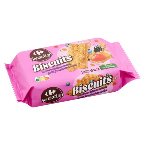 Carrefour Sensation Biscuits Goût Fruits des Bois 6 x 3 Pièces 262 g