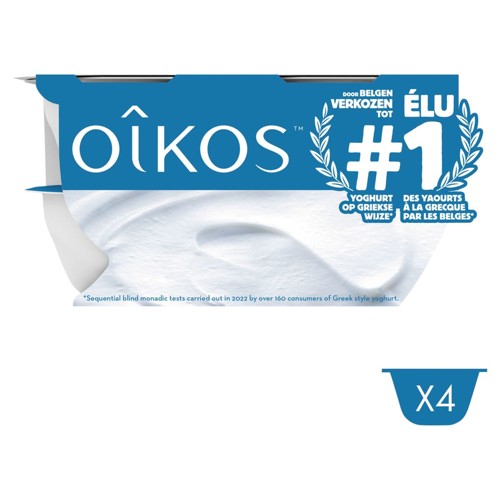 OIKOS DANONE Yaourt à la Grecque Nature - Pasteurisé 4x115g