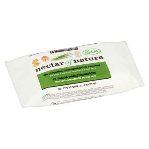 Nectar of Nature Bio 25 Lingettes Démaquillantes Douceur