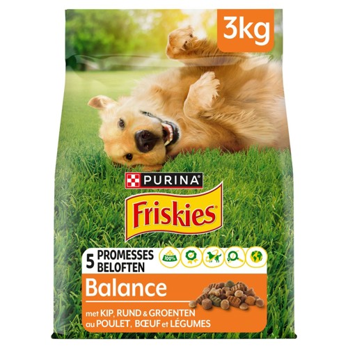 Friskies Aliment Chien Adulte Balance Croquettes au Poulet et Légumes 3kg