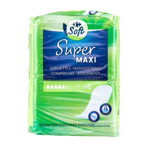 Carrefour Soft Super Maxi Serviettes x16