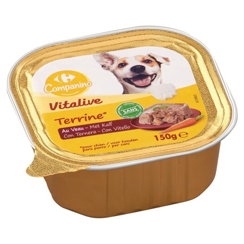 Carrefour Companino Vitalive Terrine pour Chien au Veau 150 g