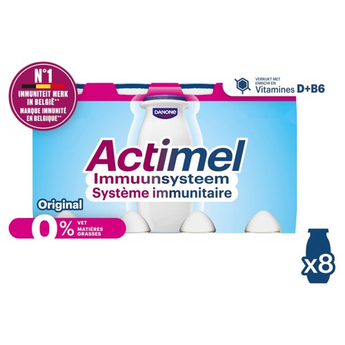 ACTIMEL Yaourt à boire Original 0% M.G - Pasteurisé - système immunitaire avec Vitamines - 8x100g