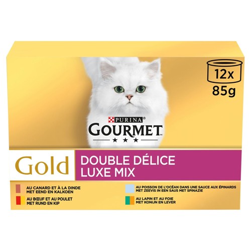 Gourmet Gold Aliment Chat Double Délice Viandes et Poisson en Sauce 12x85g