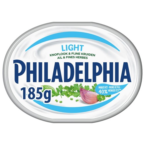 Philadelphia Spécialité au fromage frais Ail & Fines Herbes Light, barquette 185 g