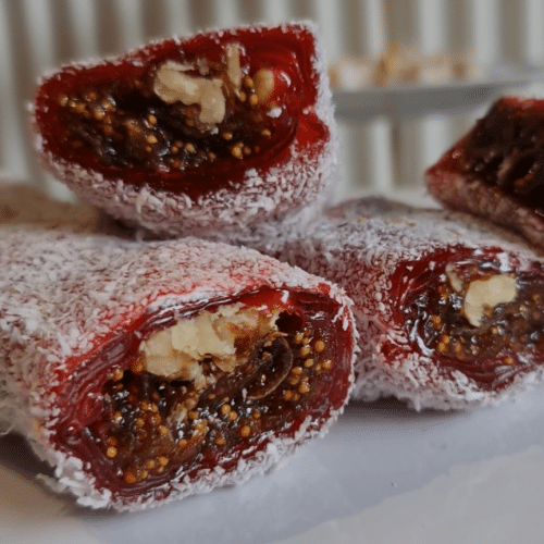 18 turks fruit met Kokosnoot, HazelnootcrÈMe En Amandel