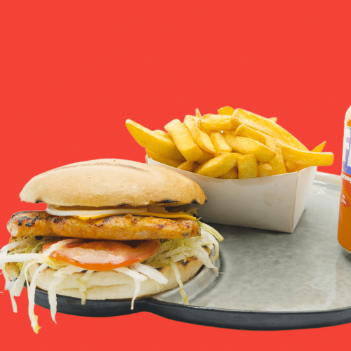 Flame-grilled chicken burger menu