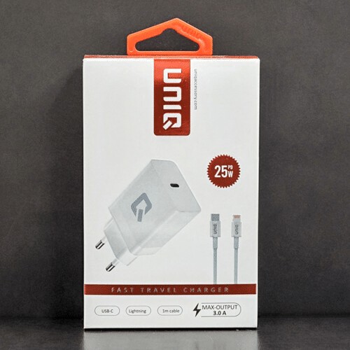 UNIQ Accessory Snellader PD 25W Adapter - met Lightning naar Type-C Kabel - Wit