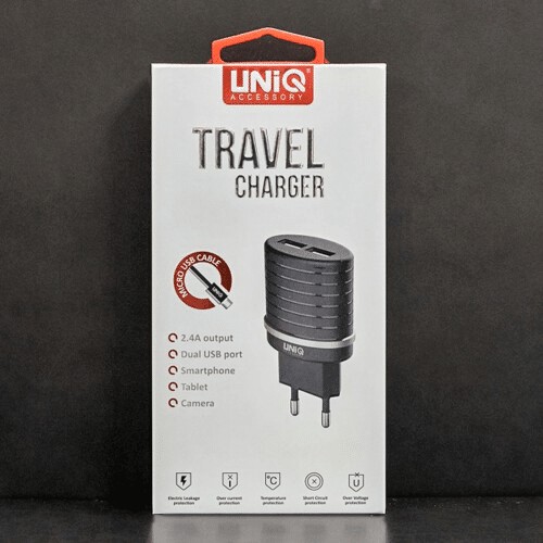 UNIQ Accessory 2.4A 36 Watt Dual port Snelle Autolader - USB - USB Type-C - Zwart