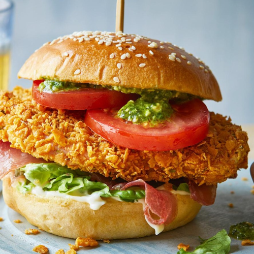 Crispy chicken mexican burger