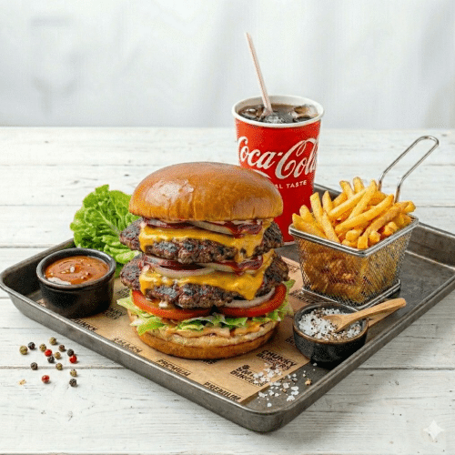 Menu double beef burger