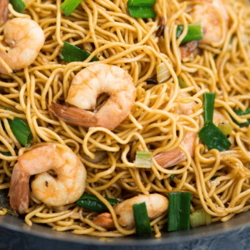 Noodles met scampi