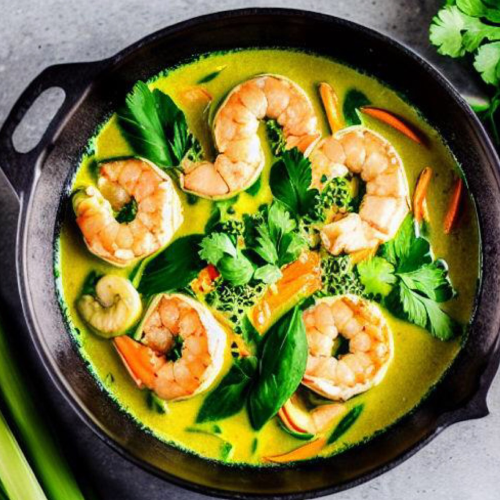 Scampi in Thaïse groene curry