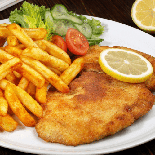 Schnitzel met slaatje en frietjes