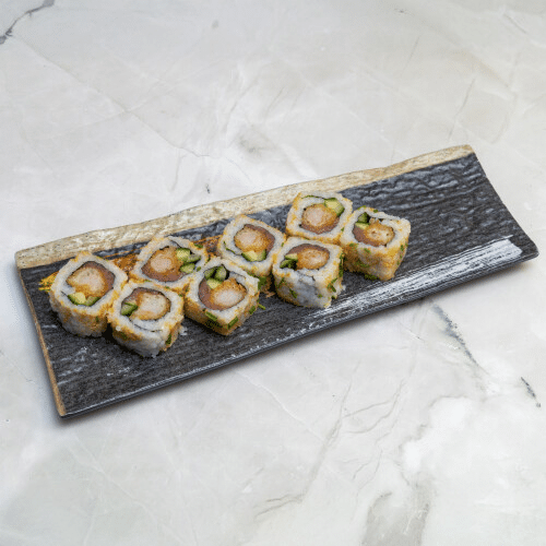Saumon fumé crevette, tempura concombre