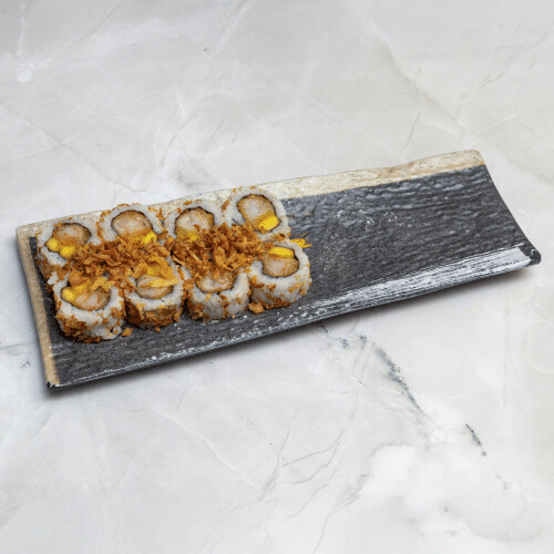 Crevette tempura, mangue, miel
