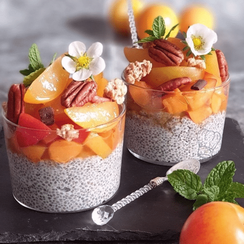 Chia pudding met verse fruit  (vegan of vegi)
