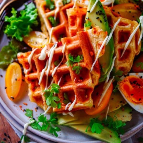 Poché-eieren met wafel