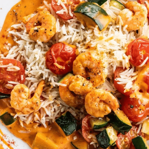 Tahchin met scampi (specialiteit van het smakenhuis)