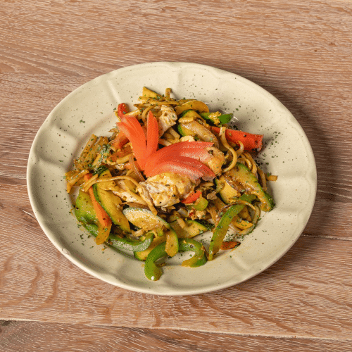 Wokpannetje met kippenreepjes