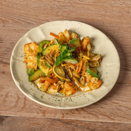 Wokpannetje met scampi's (8 stuks)