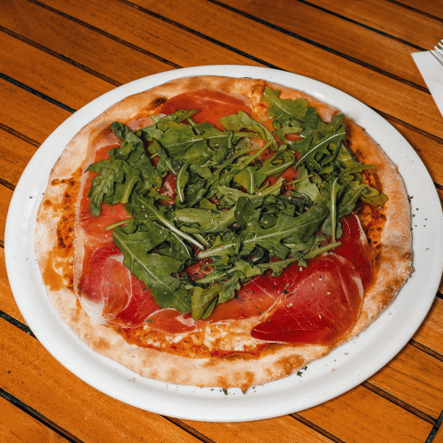 Gerookte ham en rucola