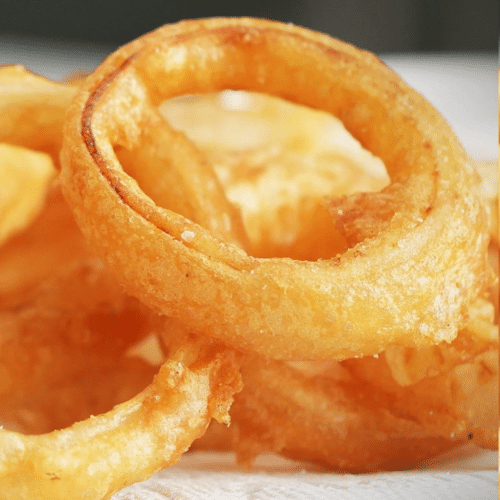 Beer-battered onion rings