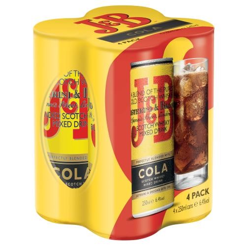 J&B Whisky Cola Can 4 x 25 cl