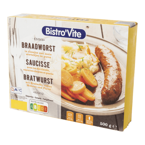 Bistro'Vite Braadworst met Puree en Wortelen 500gr