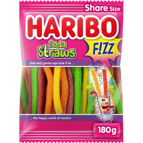 Haribo Soda straws fizz zuur 180g